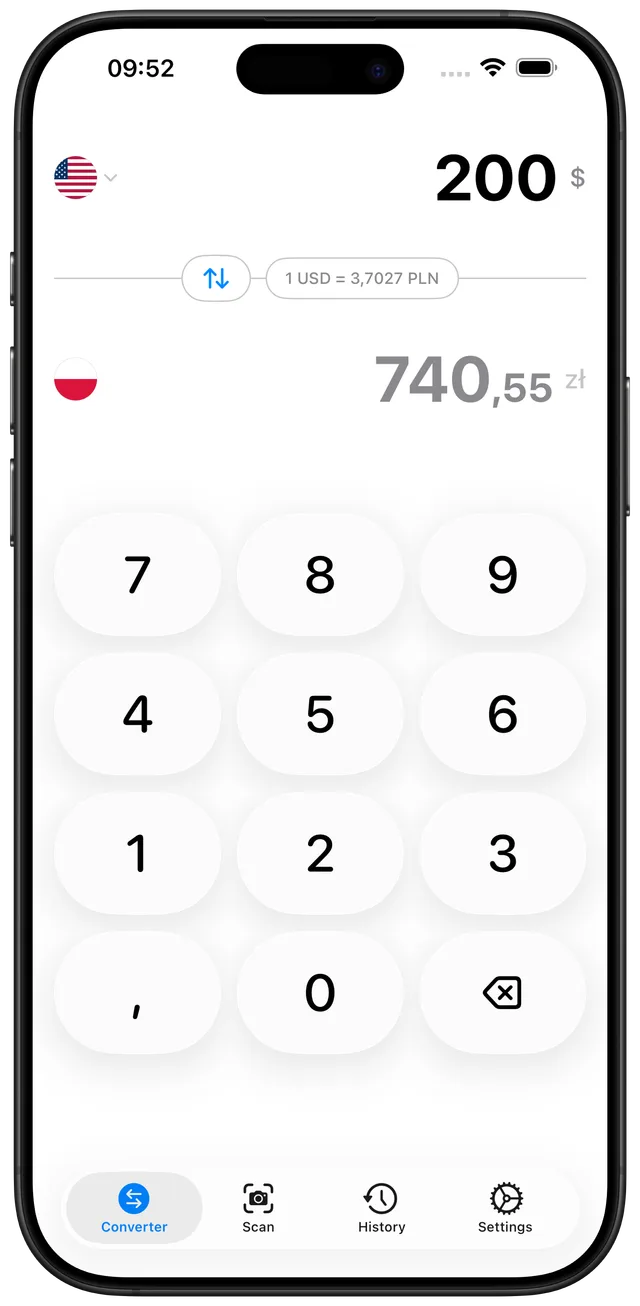 Zloty Converter - PLN Currency running on an iPhone